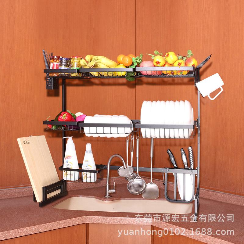不锈钢厨房伸缩水槽置碗咨询额客架碟沥水伸缩物架双层碗架碟晾干