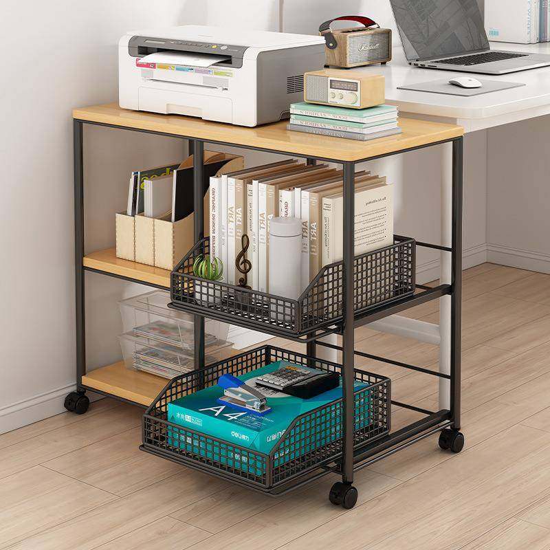 打印机置物家用落地多桌层抽屉书VZN架办公室边可移动文件架收纳