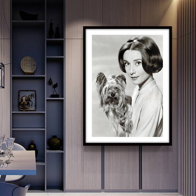 奥黛丽赫本油画美式装饰美女人物挂画美发服装店创意卧室艺术壁画
