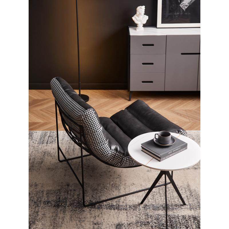 设计师单人代沙发轻奢现简约千鸟格人客休闲毛毛厅懒虫小111-85沙