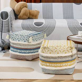 摩洛斑驳印花懒人榻榻坐墩套（米地上坐垫家用高棉线编哥织可拆加