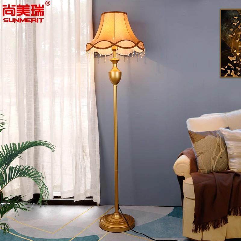 欧式落中地式灯客厅美乡村落地台灯古立式书房卧室193床头式酒红