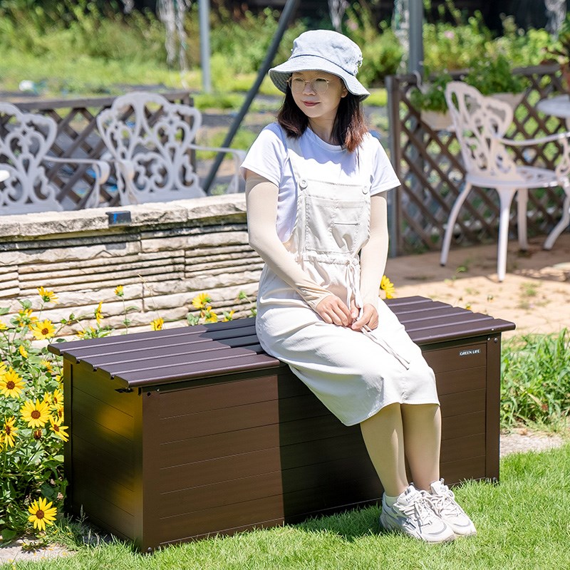 户外铝合金收纳柜可坐人别u墅花园储物箱庭院阳台防水防锈长条柜