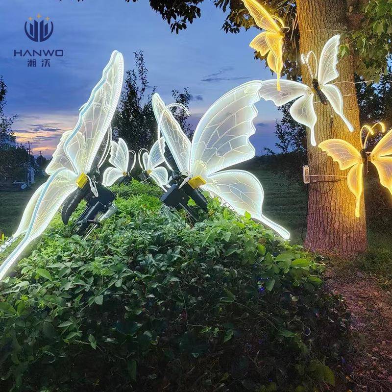 诞装饰彩灯LQR户圣外动态暖白蝴蝶灯七景彩氛围灯草灯坪发光观装