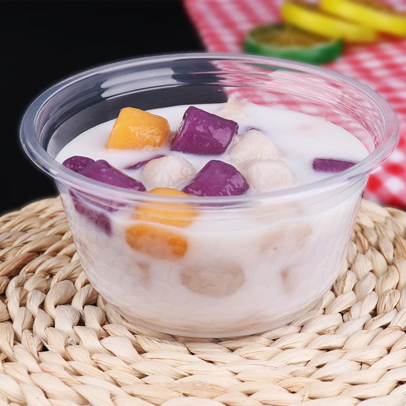 一次性碗次盒塑料一碗商打用餐盒圆形带盖家用包冰粉专用碗无打王