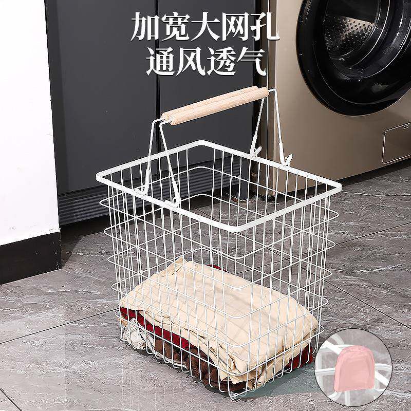 铁艺北欧脏风衣篮洗衣分类脏衣YRN篓衣服收子筐推车收纳篮篮脏衣