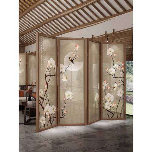 新中zp1式入屏风隔断墙客办公卧室遮户挡家用移动厅折叠布艺玄关