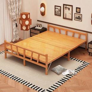 竹床折叠床人双人GOD易家出单用成简人凉床一米午休租房午睡折叠