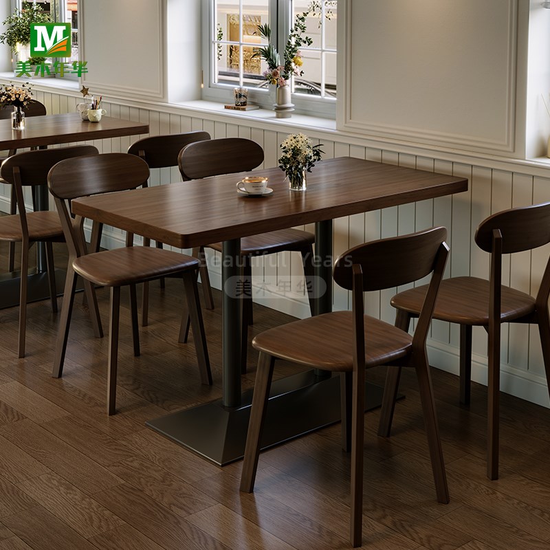 卡座餐桌商用咖啡厅奶茶甜品x烘焙店沙发靠墙定制餐厅实木桌椅组