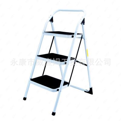 踏出口DNS101-3高档三步白色手低钢扶家用折叠梯家用梯人字梯三个