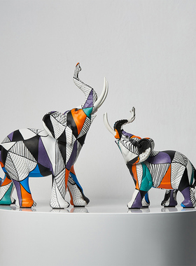 抽象艺术大象摆件高级感家居饰品客D厅玄关酒柜电视柜装饰轻奢高