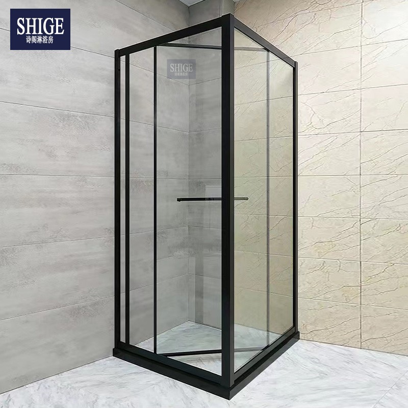 卫生间折叠门淋浴房内移飞门方型L型全包框玻璃隔断W浴室干湿分离