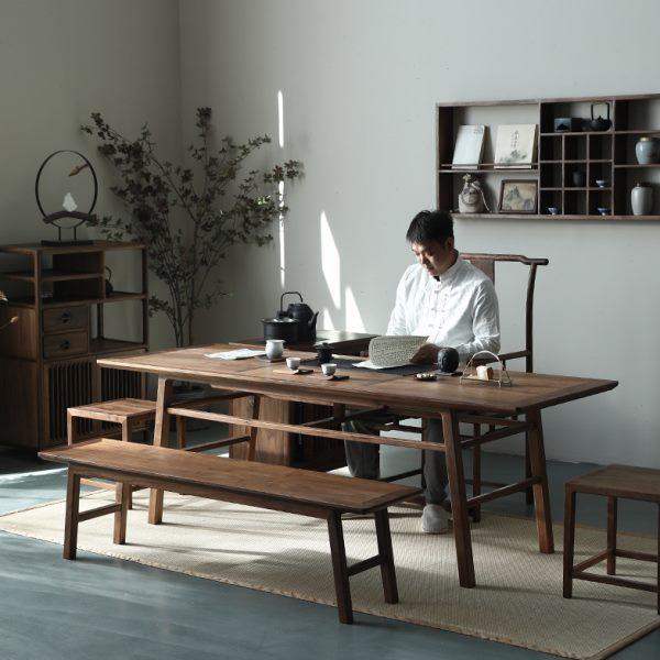 黑胡桃木茶桌椅组合 新中式实木茶台 家用阳台茶盘茶桌一体泡茶台,住宅家具,家用茶台/茶桌,淘宝优惠券,粉丝福利购,淘宝优惠卷