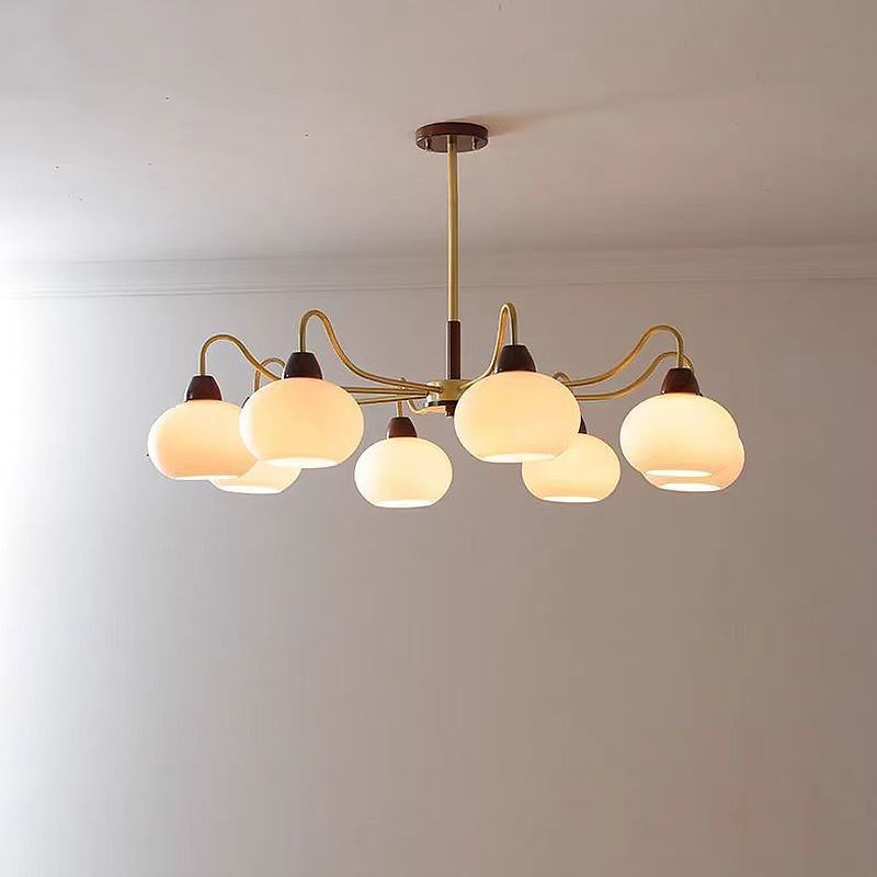 C1Q中古奶油柿子吊灯卧室书x房客厅主灯玻璃灯罩北欧复古法式简约