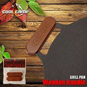 户外露营便携烧烤盘实木手柄韩式 烤肉盘防烫手提双耳圆形烤盘木柄