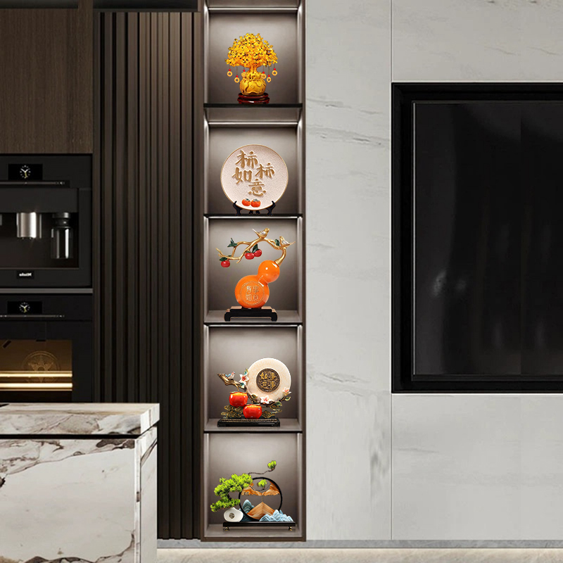 新中式酒柜摆件轻奢高档办公室书柜装饰品客厅R电视柜博古架工艺