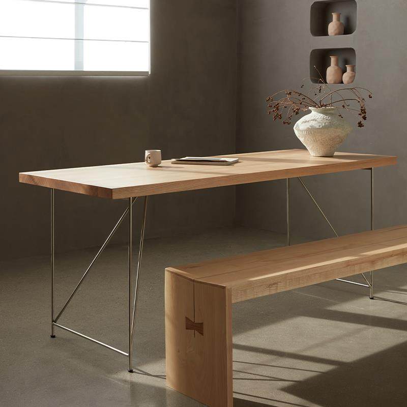 侘寂风工作会议桌长桌创意设计感办公桌书桌简约现代实木餐桌茶桌