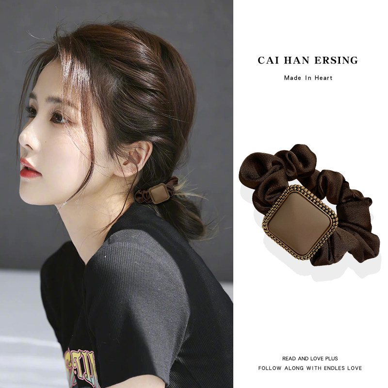 气质简约大气磨砂橡皮筋女大肠圈发圈低马尾头花202W3年新款发圈