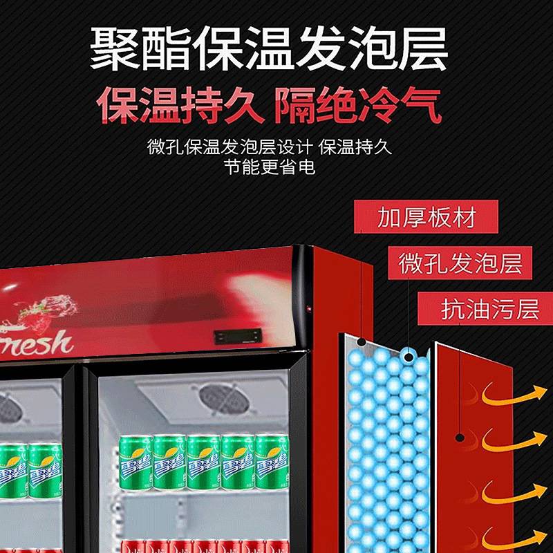 饮料展示柜商用超市保鲜柜立式冰箱啤酒柜风冷冰柜三门冷藏展示柜