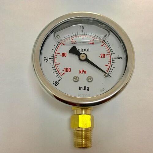 负压耐振表 -100kpa-0 -30in.hg-0 不锈钢外壳直径68mm 铜螺纹
