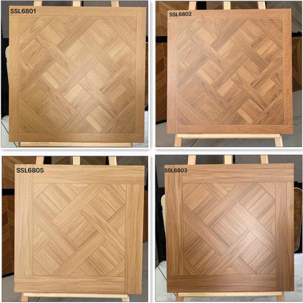 凡尔赛艺术拼花木纹砖600x600客厅卧室阳台防滑地砖法日式复古瓷