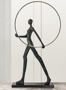 创意人形雕塑落地大摆件展厅售楼处抽H象艺术摆件客厅轻奢落地灯