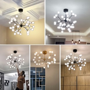 北欧后现代简约风格 温馨卧室餐W厅萤火虫吊 客厅分子灯具创意个性