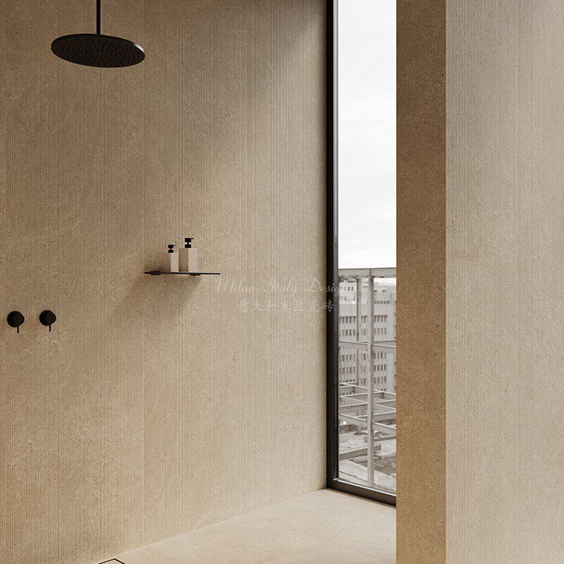 意式莱姆石条纹栅格瓷砖 卫生间米黄色墙砖防滑地砖非蜜蜂.imola