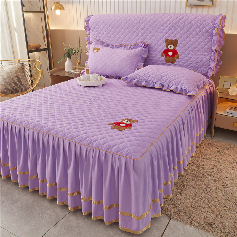 现货公主风床裙单件水洗棉夹棉床罩20G2新款床围裙罩带裙边四季通