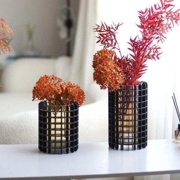 现简约花器几何艺术网格镂空金属花样板房客厅插花器饰品摆件,家居饰品,花瓶,淘宝优惠券,粉丝福利购,淘宝优惠卷