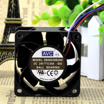 AVC 2B06038B24H-S02 6038 24V 0.55A 6厘米大风量变频器工控风扇