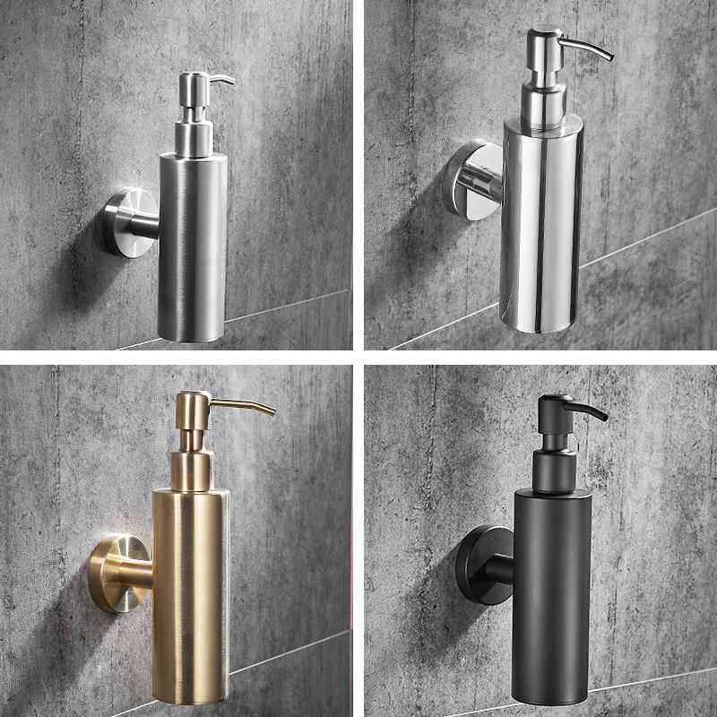 酒店304皂液器壁挂式 拉丝金手动皂液器 浴室黑色皂液瓶架子工程