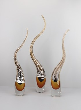 现代简约抽象水滴琉璃摆件客x厅卧室玄关书房电视柜样板房家居饰