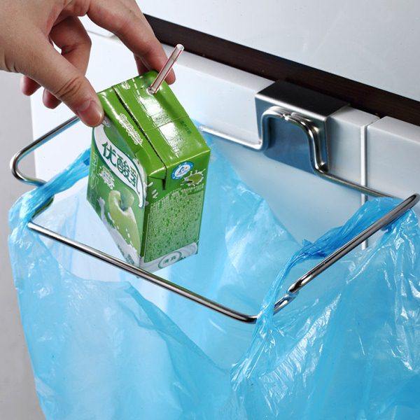 创意门背式不锈钢垃圾袋架子收纳挂钩多功能厨房抹布橱柜门后挂,家庭/个人清洁工具,垃圾架,淘宝优惠券,粉丝福利购,淘宝优惠卷