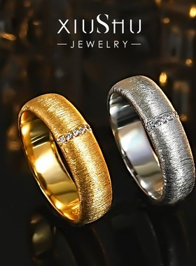 布契风金属拉丝工艺925银素圈戒指指环J叠戴织纹雕金情侣闺蜜中古