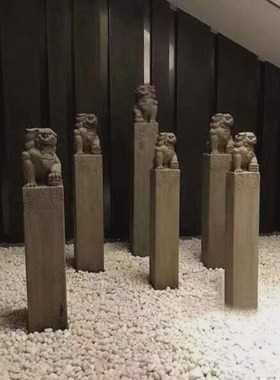 拴马桩仿古做f旧石雕狮子拴马桩庭院装饰石雕酒店拴马桩摆件门口