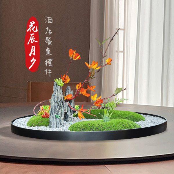 酒店餐桌转盘中间装饰摆件大圆桌国风建筑造景微景观圆形摆台花艺,家居饰品,餐桌花艺,淘宝优惠券,粉丝福利购,淘宝优惠卷