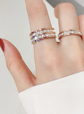 不掉色满天星戒指j女小众设计情侣对戒时尚个性潮冷淡风钛钢食指