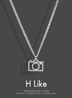 相机项链吊d坠嘻哈配饰潮酷街头男女简约设计宝石学生情侣个性卫