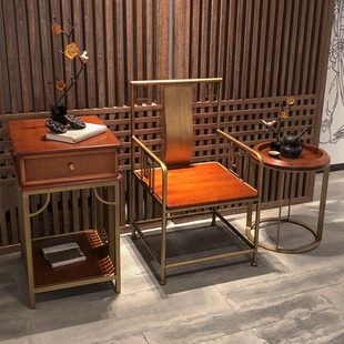 中式轻奢金属禅意圈椅餐厅座椅客厅茶室椅子书房仿古椅子新中式椅