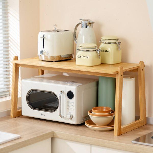 微波炉置物架厨房烤箱架子台面实木家用放电饭煲锅电器收纳支架,厨房/烹饪用具,微波炉置物架,淘宝优惠券,粉丝福利购,淘宝优惠卷