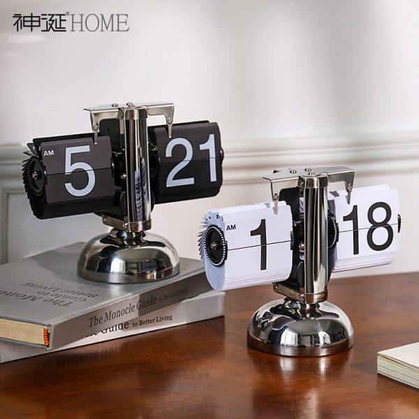 自动翻页钟表创意客厅座钟现简约机械时钟公室桌面装饰品摆件,家居饰品,台钟/闹钟,淘宝优惠券,粉丝福利购,淘宝优惠卷