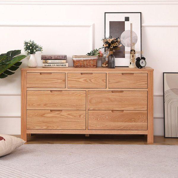 全实木七斗柜红橡木北欧六卧室电视柜抽屉柜子五斗橱储物现代简约