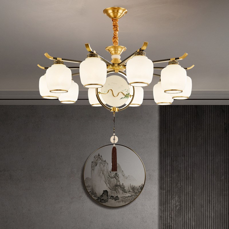 2022年新款i新中式全铜吊灯客厅灯现代大气别墅中国风餐厅卧室主