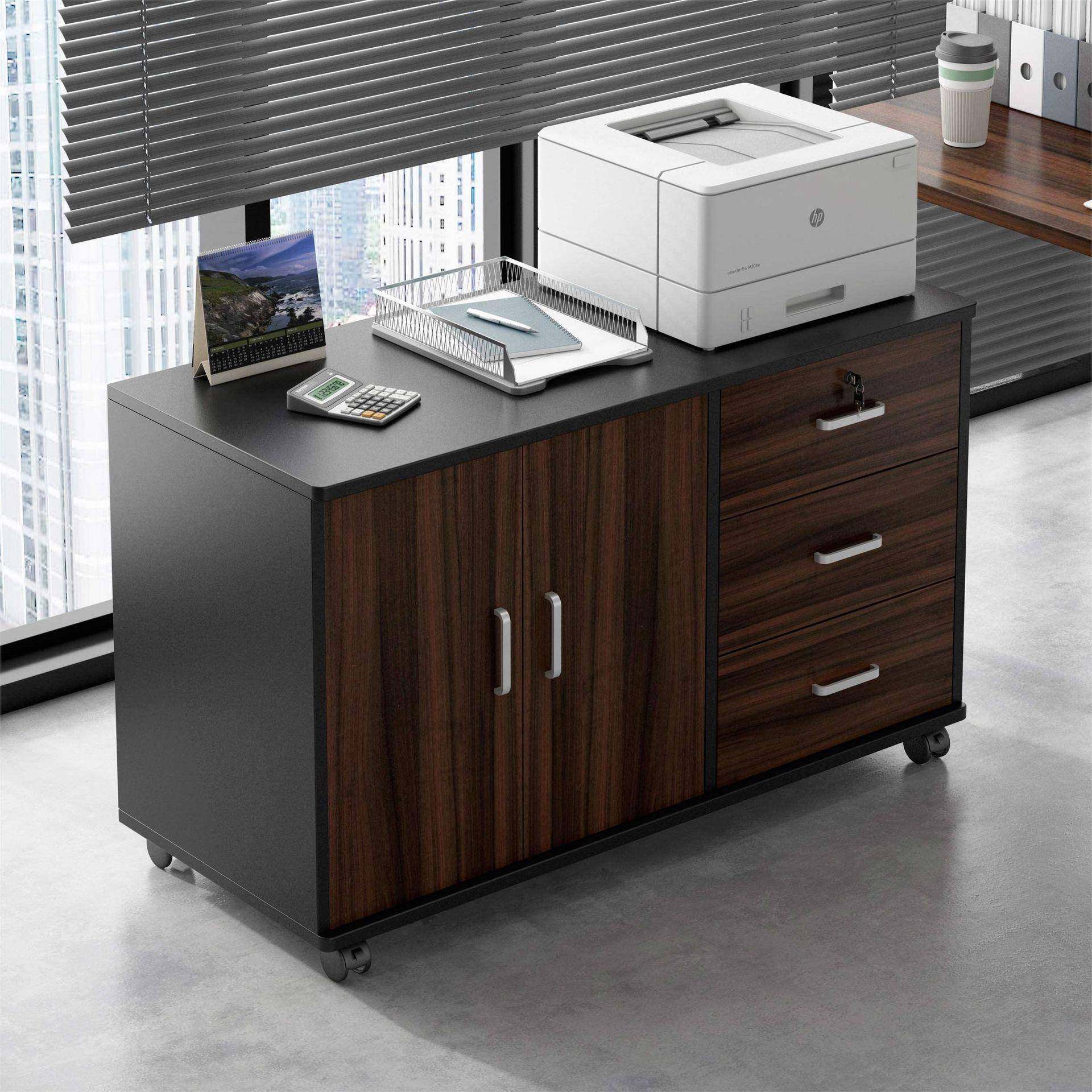 办公室文件柜木质带锁资料柜储物收纳柜办公桌下矮柜置物柜档案柜