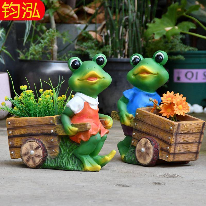 户外仿真青蛙花盆别墅庭院花园树脂卡通动物摆件草坪装饰造景布置