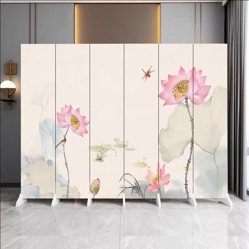 中式荷花屏风隔断客厅玄关酒店餐厅办公茶室隔断屏风入户正对门