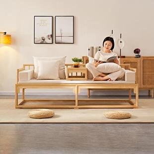 罗汉床实木简推拉床白蜡木小户两型客qm-s-02沙发约贵妃榻伸缩用