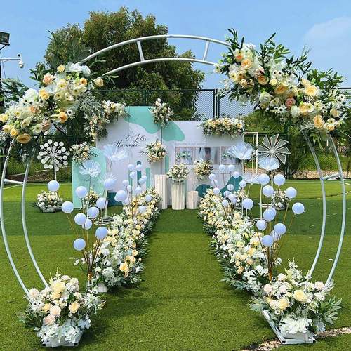 。新款森系婚礼花婚庆背景装饰路引花排挂花户外草坪婚礼香槟