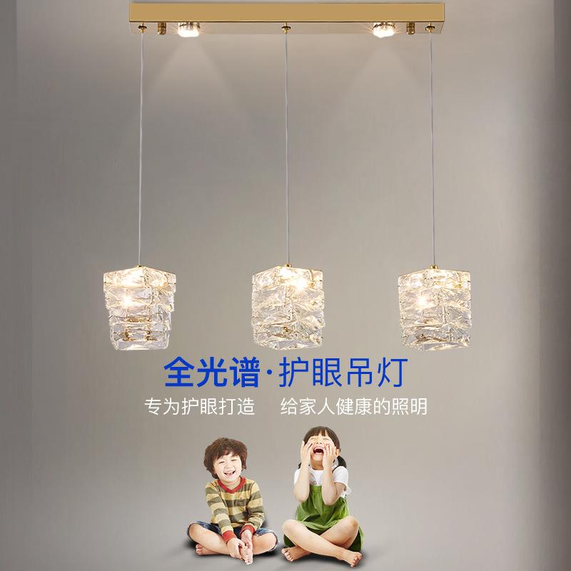 轻奢餐厅吊灯水晶灯现代简约个性三头餐桌饭厅吧台吊线灯中山灯具